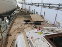 Day 21- The balsa core of the fiberglass sandwich construction was rotten. So upper layer was removed.