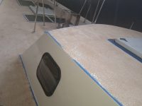 Day 221- Application of non-slip paint on deck and cabin roof is finished
