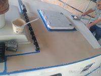 Day 220 - First layer of non-slip paint on cabin roof